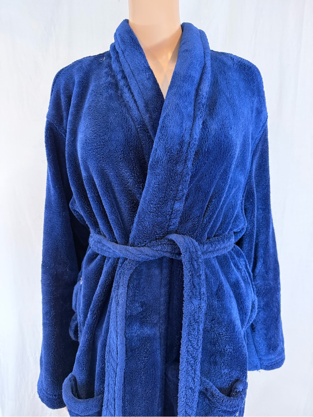 Plush Blue Bathrobe with Belt